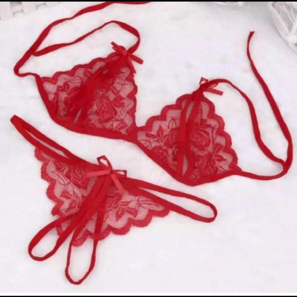 4/$25 WHITE lingerie set lace thin thong one size fits all OS